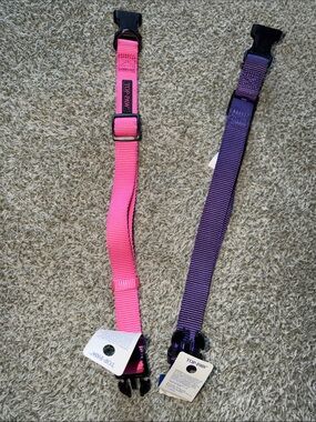 Top Paw Kids Adjustable Pink and Purple Nylon Collars - Pack of 2